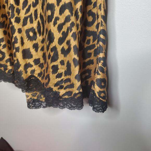 Victoria's Secret Vintage Leopard Print Silk Chemise Slip Black Lace Trim Medium - Picture 10 of 16